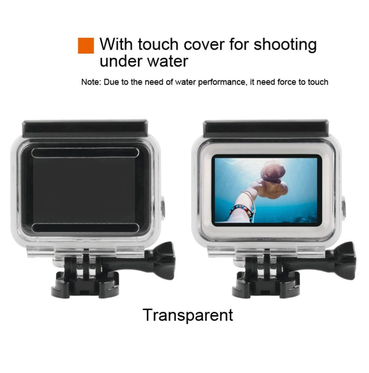 45m Waterproof Housing Protective Case + Touch Screen Back Cover for GoPro NEW HERO /HERO6 /5, with Buckle Basic Mount & Screw, No Need to Remove Lens, Touch Screen (Transparent), Touch Screen (Black)