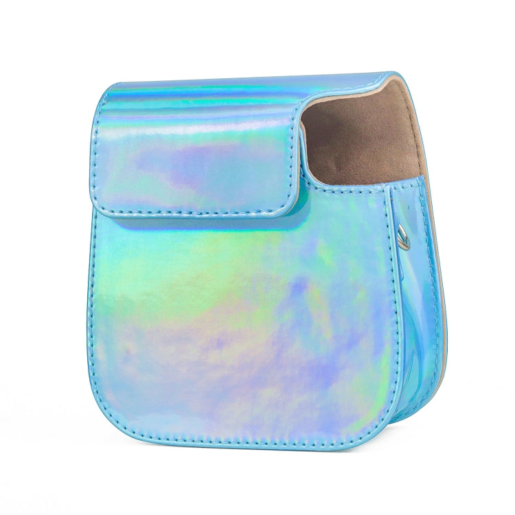 Aurora Color Leather Case Full Body Camera Bag with Shoulder Strap for FUJIFILM Instax mini 11, Blue