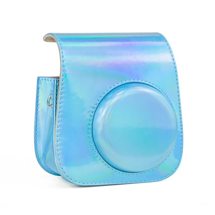 Aurora Color Leather Case Full Body Camera Bag with Shoulder Strap for FUJIFILM Instax mini 11, Blue