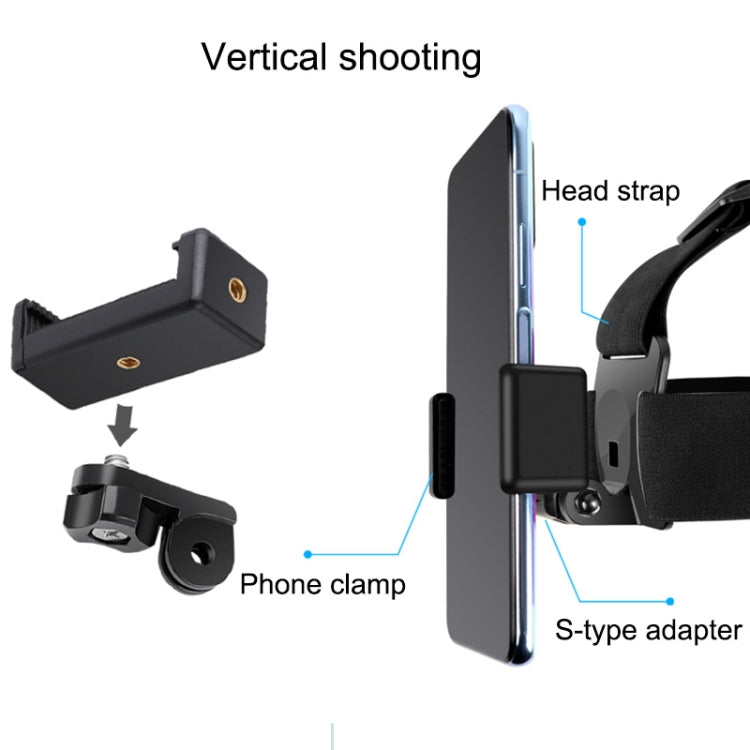 Adjustable Head Strap with Phone Clamp & Mounts for GoPro, Xiaoyi & Action Cameras (Black)