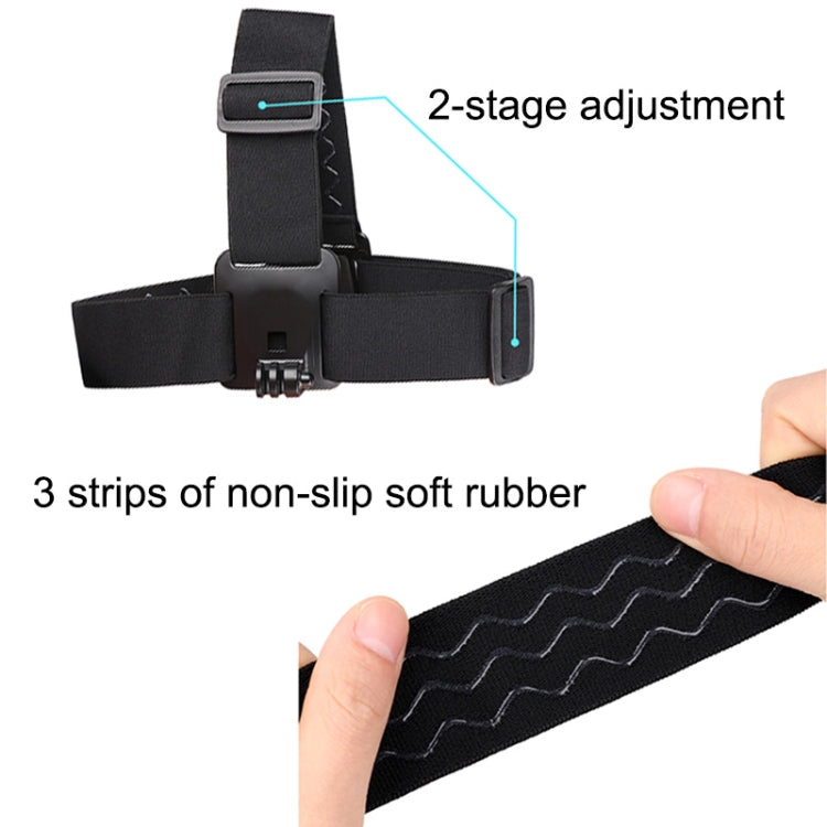 Adjustable Head Strap with Phone Clamp & Mounts for GoPro, Xiaoyi & Action Cameras (Black)