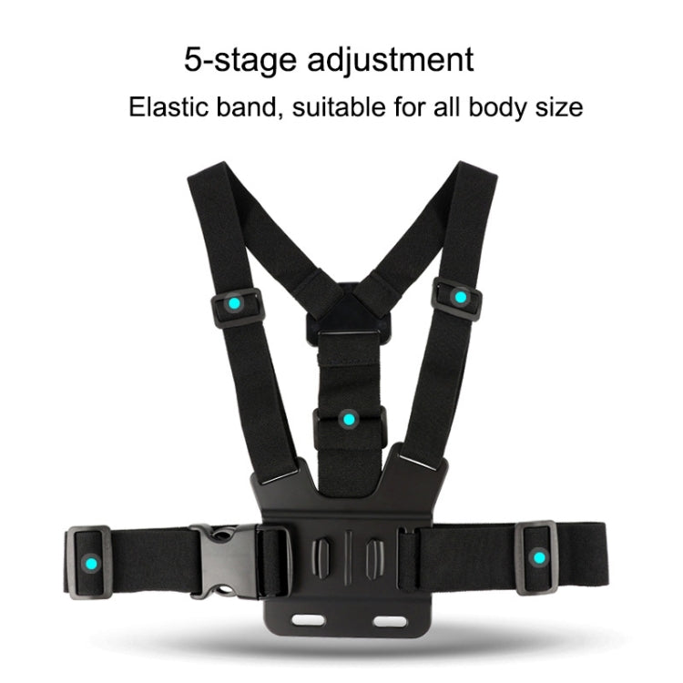 Adjustable Chest Strap with Phone Clamp & Mounts for GoPro, Insta360, DJI & Smartphones (Black)