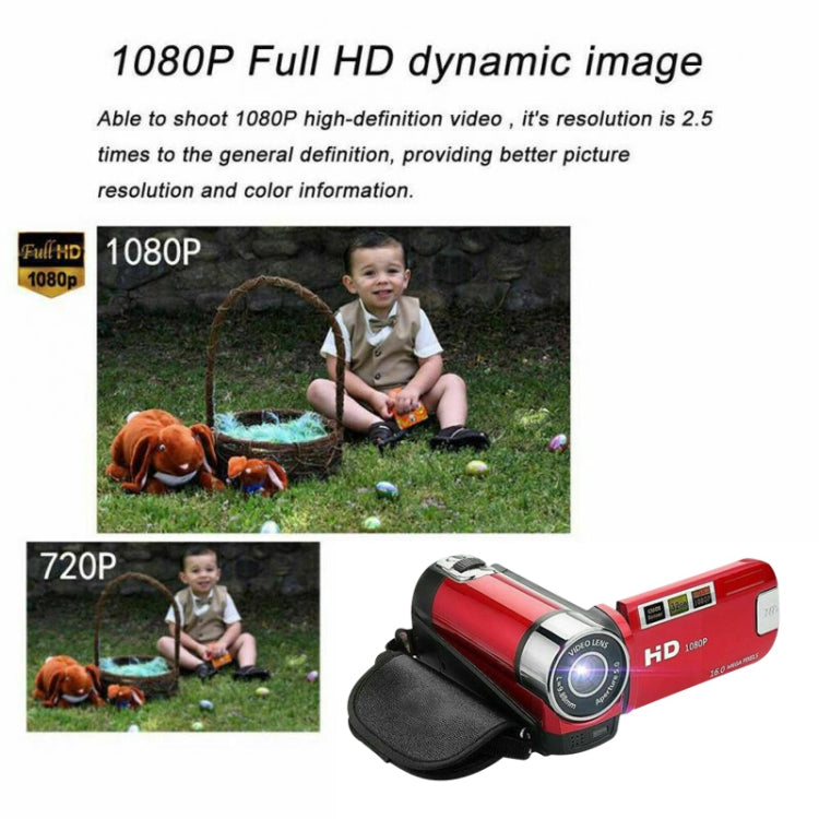 16X Digital Zoom HD 16 Million Pixel Home Travel DV Camera, UK Plug (Red)
