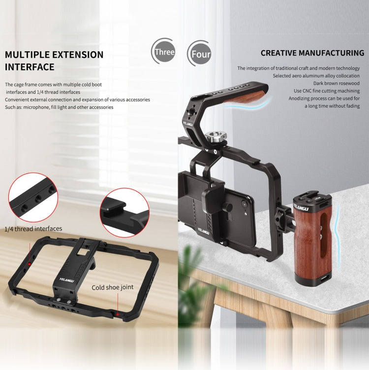 YELANGU LW101Vlogging Live Broadcast Smartphone Video Rig Handles Stabilizer Kits, LW101