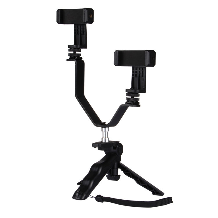 Smartphone Live Broadcast Tripod Holder Kit – Folding Grip with 2 Phone Clips, For iPhone, Galaxy, Huawei, Xiaomi, HTC, Sony, Google, and More