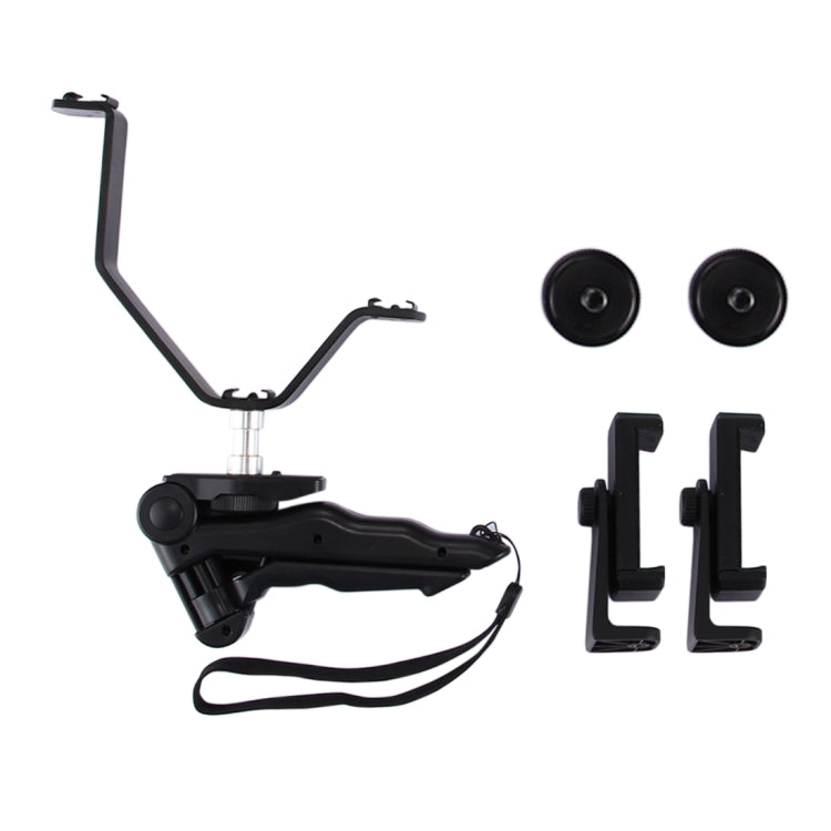 Smartphone Live Broadcast Tripod Holder Kit – Folding Grip with 2 Phone Clips, For iPhone, Galaxy, Huawei, Xiaomi, HTC, Sony, Google, and More