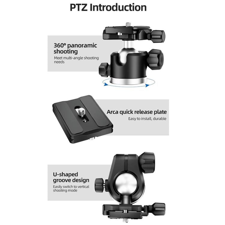 BEXIN TA255-BS30 Portable Collapsible Aluminum Alloy Camera Tripod with Head, TA255-BS30