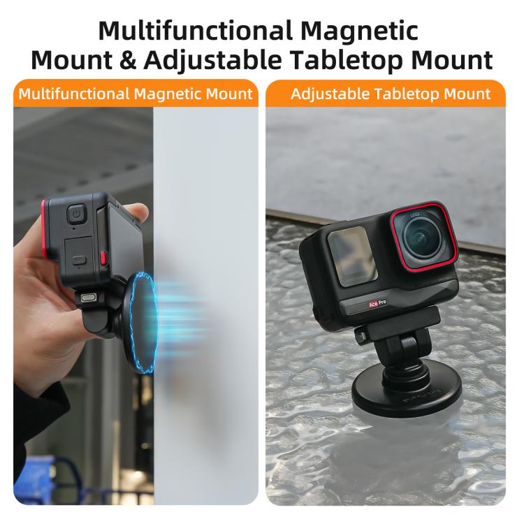 Sunnylife Quick-Release Magnetic Base Mount 1/4 180 Tilt Adjustable Tabletop Base Bracket For Insta360 X4 Air / X5 / Ace / Ace Pro 2 / 1, DZ-142 For Insta360 X4 Air / X5