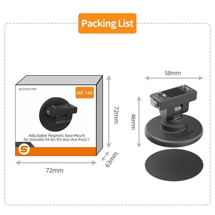 Sunnylife Quick-Release Magnetic Base Mount 1/4 180 Tilt Adjustable Tabletop Base Bracket For Insta360 X4 Air / X5 / Ace / Ace Pro 2 / 1, DZ-142 For Insta360 X4 Air / X5