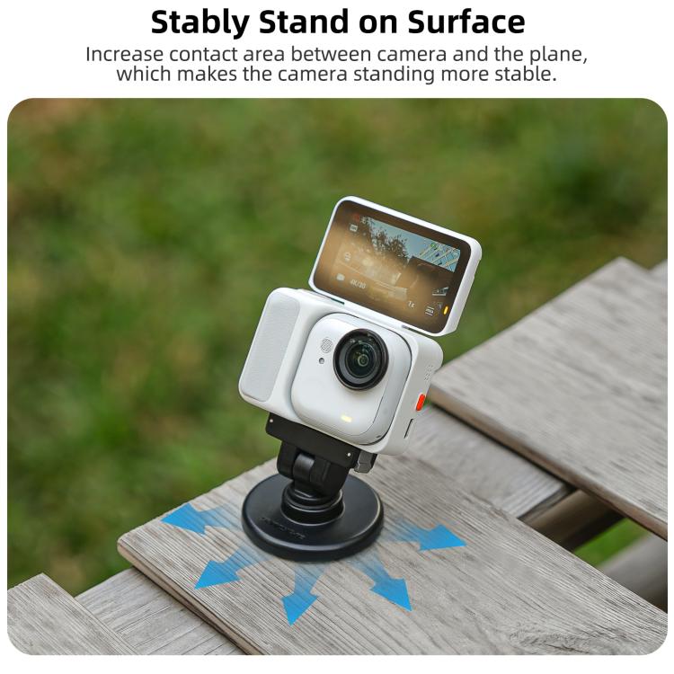 For Insta360 GO Ultra Sunnylife Quick-Release Magnetic Base Mount 1/4 180 Tilt Adjustable Tabletop Base Bracket, DZ-143 For Insta360 GO Ultra