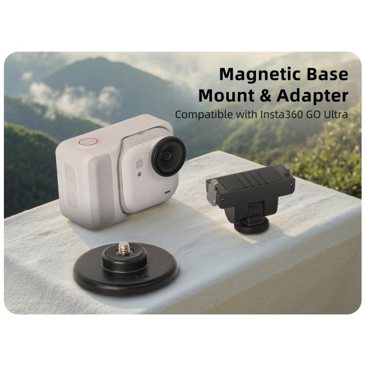 For Insta360 GO Ultra Sunnylife Quick-Release Magnetic Base Mount 1/4 180 Tilt Adjustable Tabletop Base Bracket, DZ-143 For Insta360 GO Ultra