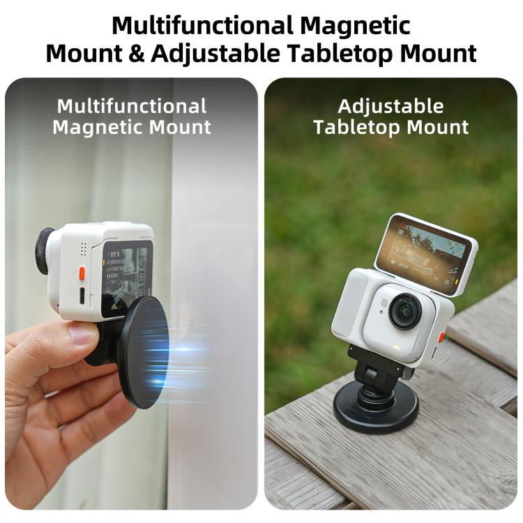 For Insta360 GO Ultra Sunnylife Quick-Release Magnetic Base Mount 1/4 180 Tilt Adjustable Tabletop Base Bracket, DZ-143 For Insta360 GO Ultra