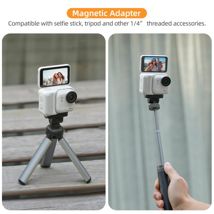 For Insta360 GO Ultra Sunnylife Quick-Release Magnetic Base Mount 1/4 180 Tilt Adjustable Tabletop Base Bracket, DZ-143 For Insta360 GO Ultra