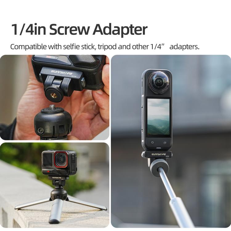Sunnylife Magnetic Quick Release Adapter Mount 1/4 180 Tilt Adjustable Selfie Stick Adapter Stand for Insta360 X4 Air / X5 / Ace Pro 2 / 1 / Ace, AD136 For Insta360 X4 Air / X5