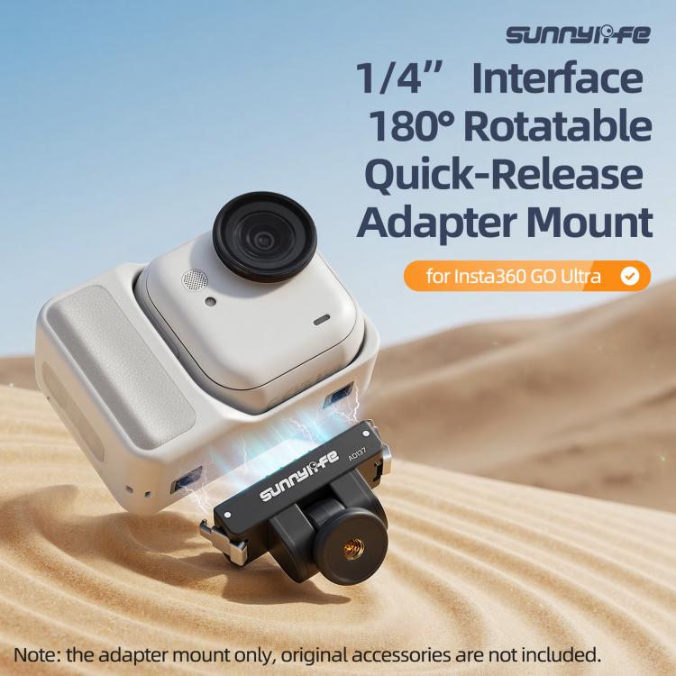 For Insta360 GO Ultra Sunnylife Magnetic Quick Release Adapter Mount 1/4 Interface 180 Tilt Adjustable Selfie Stick Adapter Stand, AD137 For Insta360 GO Ultra