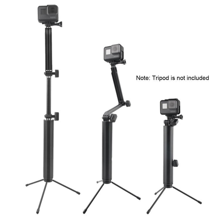 3-Way Monopod + Magic Mount Selfie Stick for GoPro, Insta360, DJI and Other Action Cameras, Length: 24.5-63cm(Black)