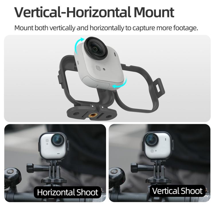 For Insta360 GO Ultra Sunnylife Foldable Vertical-Horizontal Adapter Mount Protective Frame Mounting Brackets Housing Cover, For Insta360 GO Ultra