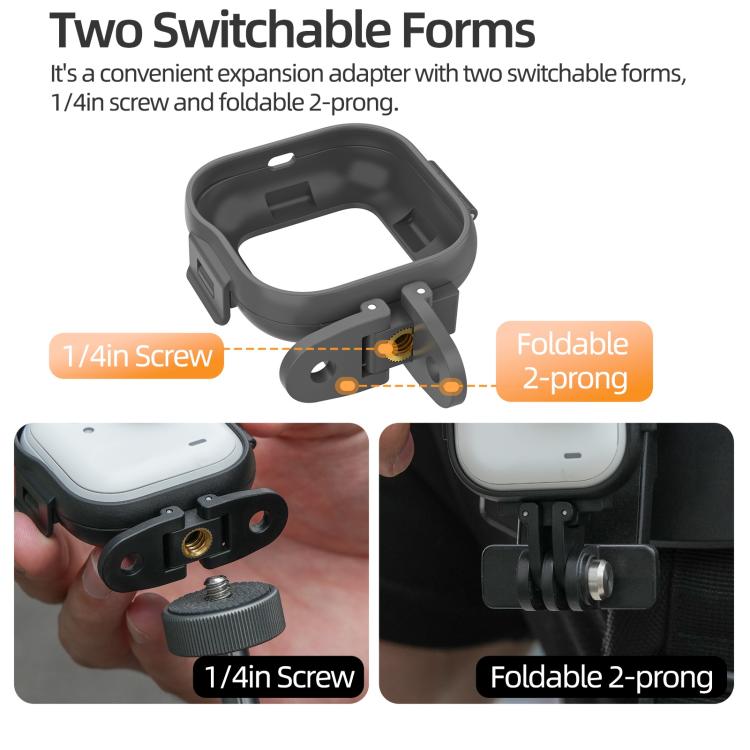 For Insta360 GO Ultra Sunnylife Foldable Vertical-Horizontal Adapter Mount Protective Frame Mounting Brackets Housing Cover, For Insta360 GO Ultra
