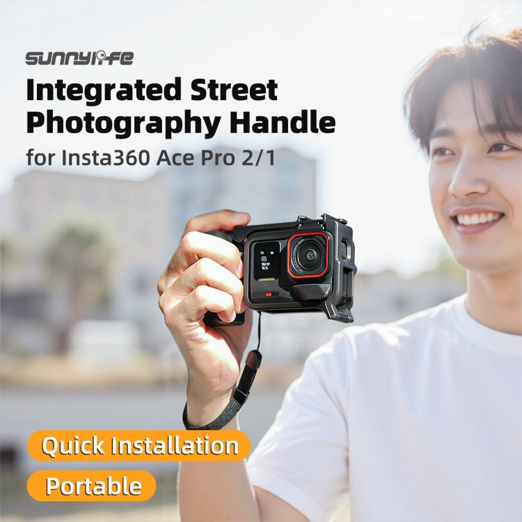 Sunnylife Street Photography Handle Ergonomic Hand Grip Quick Release Shutter Handle for Insta360 Ace Pro 2 / 1, EP2-BK037 For Insta360 Ace Pro 2 / 1