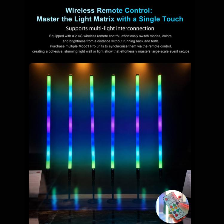LUXCeO Mood1 Pro 90cm RGB Colorful Atmosphere Rhythm LED Stick Handheld Video Photo Fill Light, No Tripod, 90cm