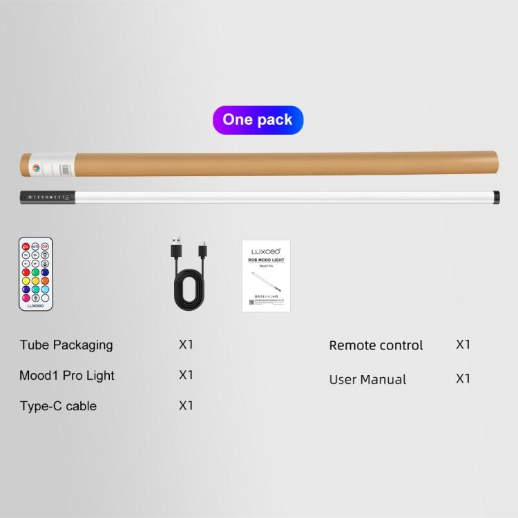 LUXCeO Mood1 Pro 90cm RGB Colorful Atmosphere Rhythm LED Stick Handheld Video Photo Fill Light, No Tripod, 90cm