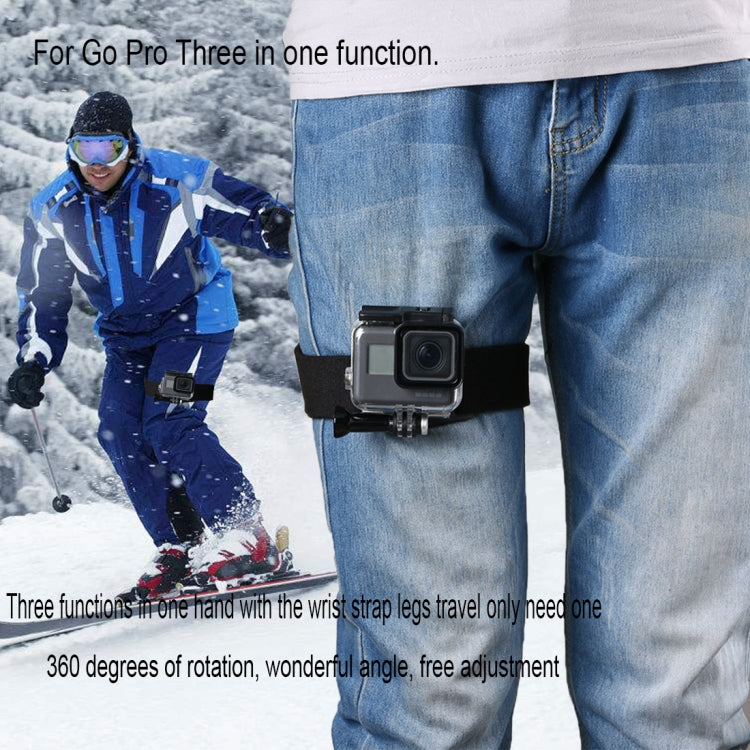 GP278 3-in-1 Hand/Wrist/Leg Straps with 360° Mount for GoPro, Insta360, DJI & Action Cameras (Black)