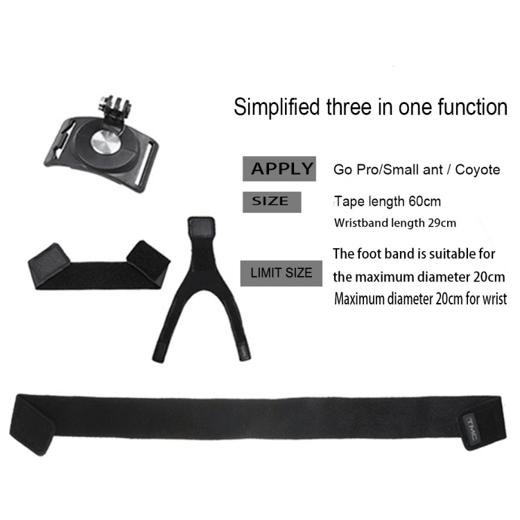 GP278 3-in-1 Hand/Wrist/Leg Straps with 360° Mount for GoPro, Insta360, DJI & Action Cameras (Black)