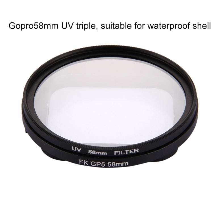 58mm 3 in 1 Round Circle UV Lens Filter with Cap for GoPro HERO7 Black/6 /5