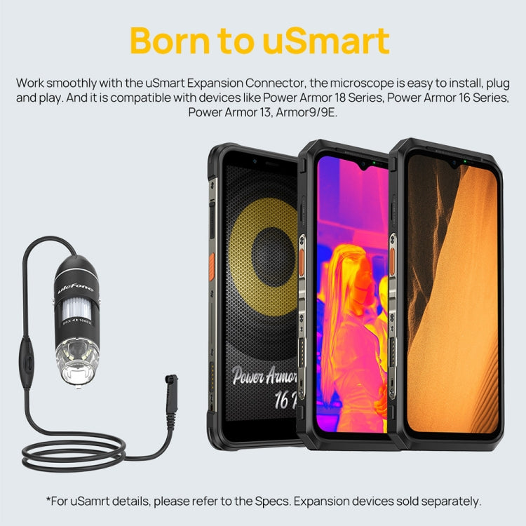 Ulefone uSmart C01 Wired Digital Microscope for Ulefone Armor 18 Series / 9 / 9E & Power Armor 16 Series / 13 / Armor Pad(Black)