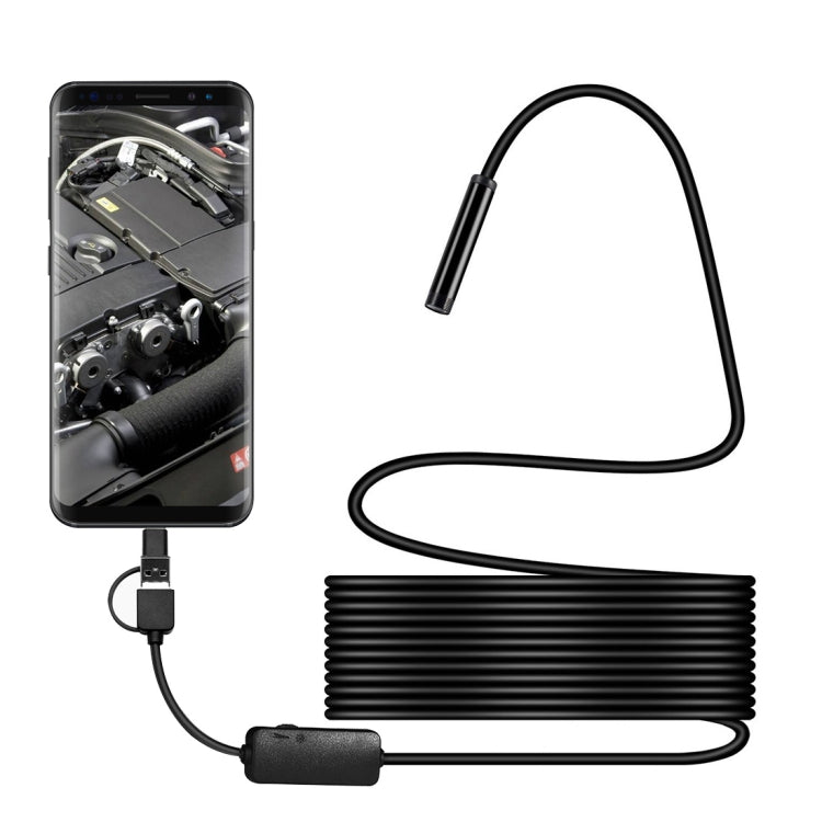 Y101 8mm Spiral Head 3 In 1 Waterproof Digital Endoscope Inspection Camera, Length: 10m Hard Cable(Black)