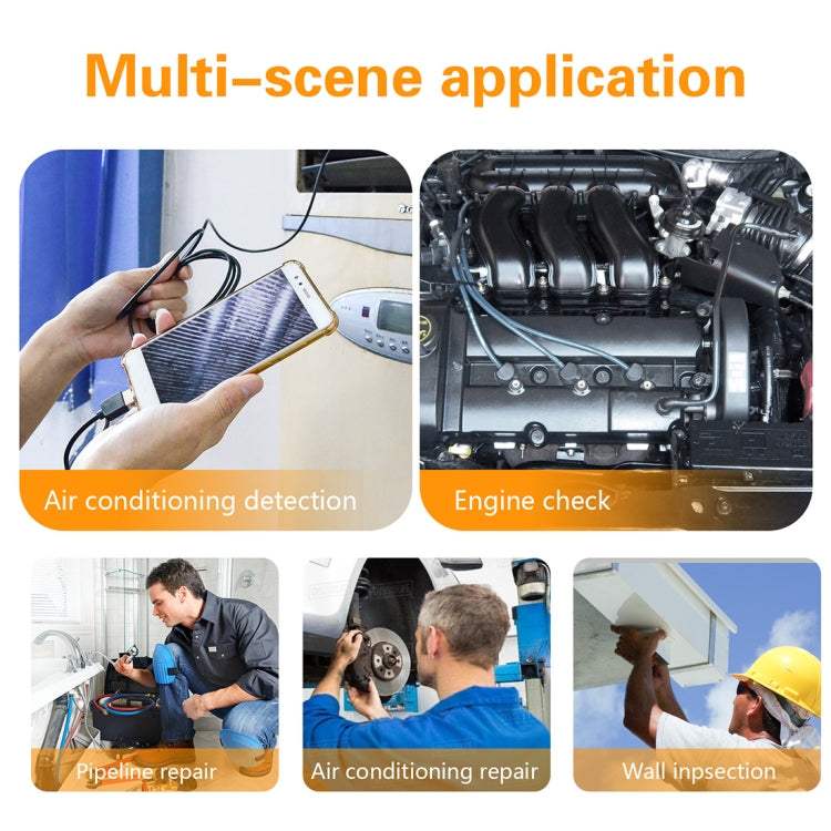 Y101 8mm Spiral Head 3 In 1 Waterproof Digital Endoscope Inspection Camera, Length: 10m Hard Cable(Black)