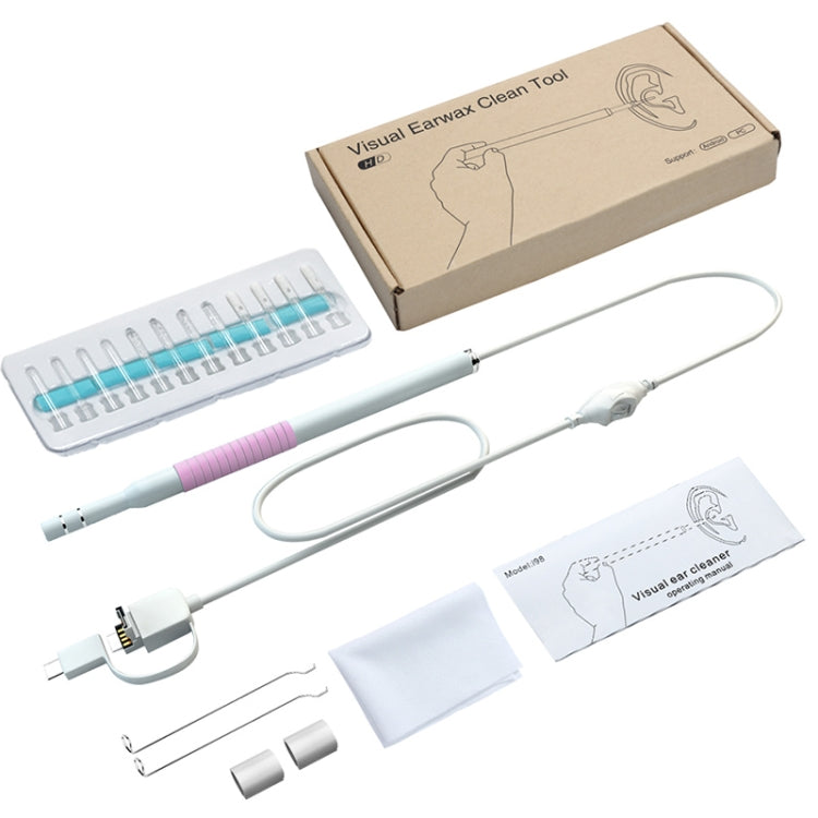 I98 1.3 Million HD Visual Earwax Clean Tool Endoscope Borescope with 6 LEDs, Lens Diameter: 5.5mm (Pink)