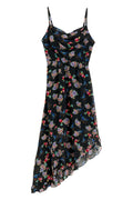 Louche Dina Carpathian Florals Print Asymmetric Strappy Midi Dress