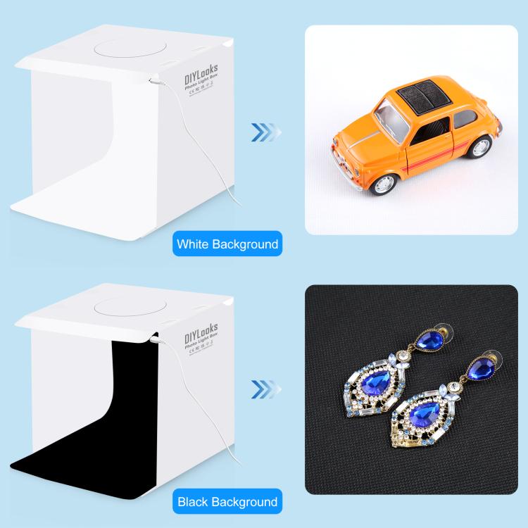 PULUZ 20cm Folding Portable 550LM Light Photo Lighting Studio Shooting Tent Box Kit with 2 Colors Backdrops (Black, White), Unfold Size: 24cm x 23cm x 23cm