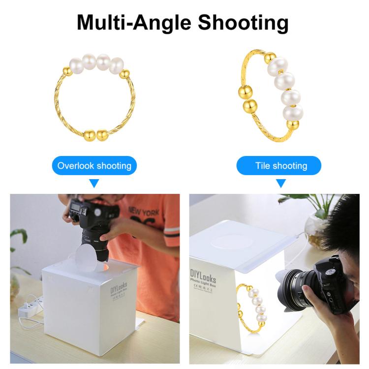 PULUZ 20cm Folding Portable 550LM Light Photo Lighting Studio Shooting Tent Box Kit with 2 Colors Backdrops (Black, White), Unfold Size: 24cm x 23cm x 23cm