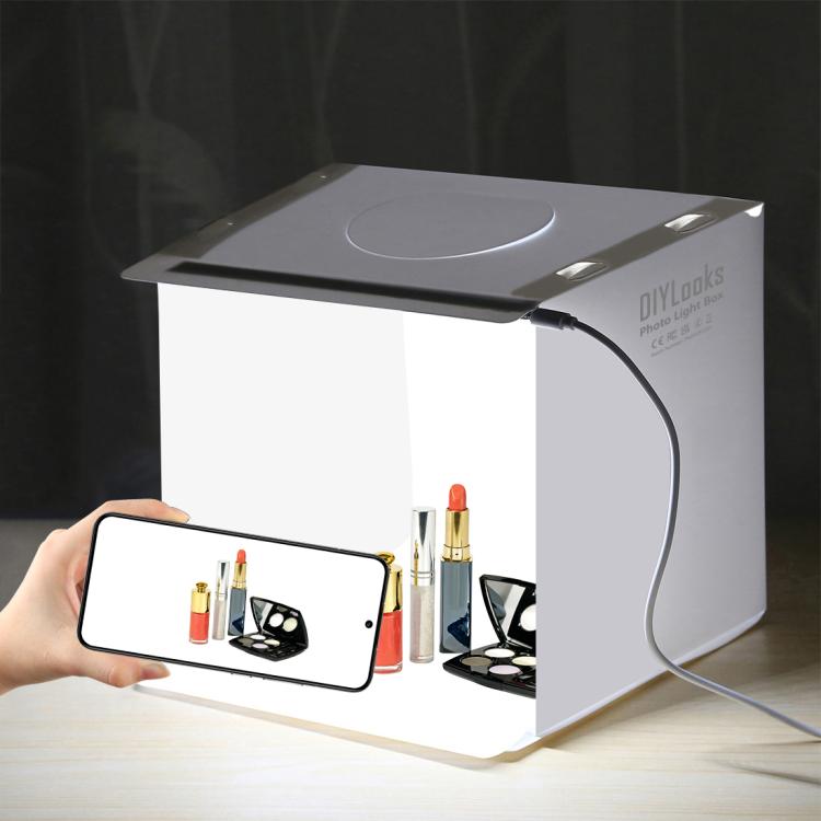 PULUZ 20cm Folding Portable 550LM Light Photo Lighting Studio Shooting Tent Box Kit with 2 Colors Backdrops (Black, White), Unfold Size: 24cm x 23cm x 23cm
