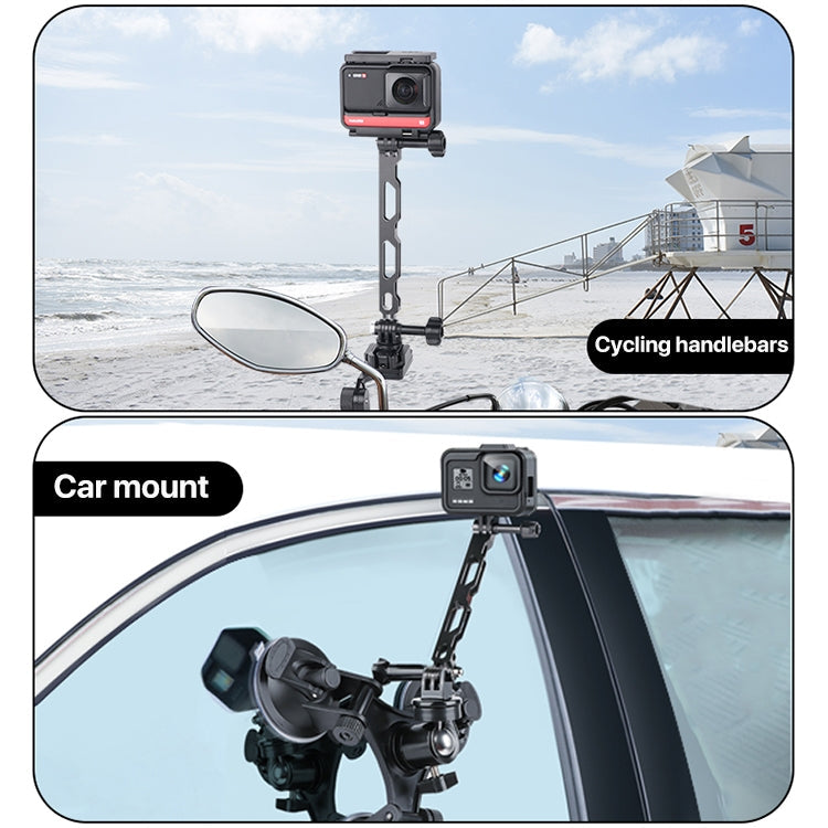 Aluminum Extension Arm for GoPro, Insta360, DJI & Action Cameras (Black)