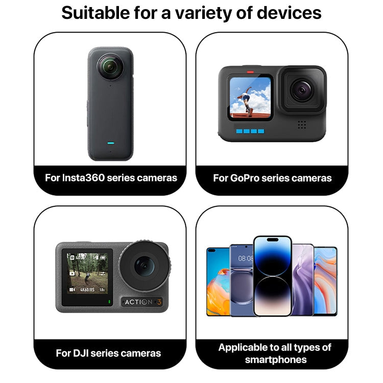 Aluminum Extension Arm for GoPro, Insta360, DJI & Action Cameras (Black)