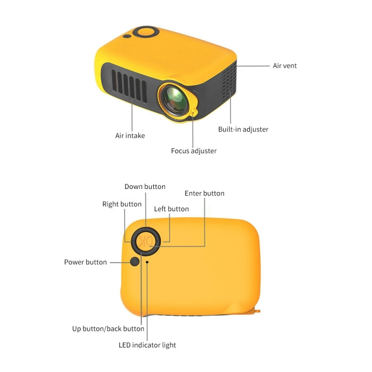 A2000 Portable Projector 800 Lumen LCD Home Theater Video Projector, Support 1080P, EU Plug, EU Plug