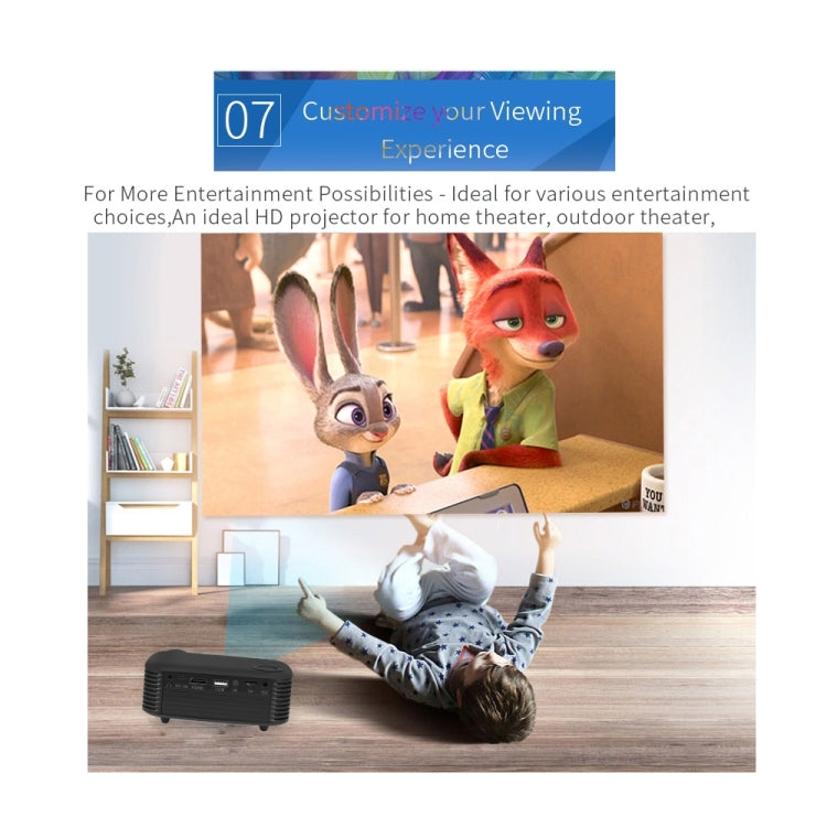 A2000 Portable Projector 800 Lumen LCD Home Theater Video Projector, Support 1080P, EU Plug, EU Plug