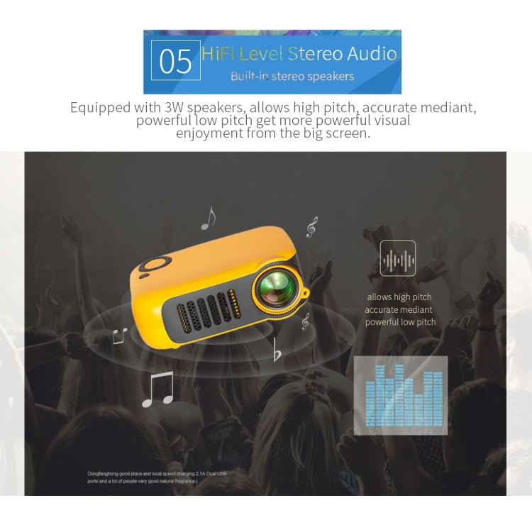 A2000 Portable Projector 800 Lumen LCD Home Theater Video Projector, Support 1080P, UK Plug, UK Plug
