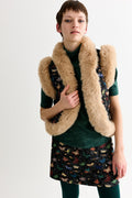 Dominica Butterfly Ball Jacquard Faux Fur Trimmed Waistcoat - Multicoloured