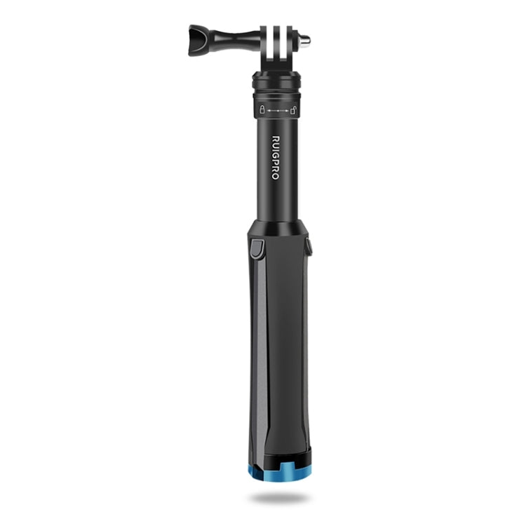 RUIGPRO One-piece Handheld Tripod Selfie Stick Telescopic Monopod Mount for DJI, Insta360, GoPro and Other Action Cameras, Black)