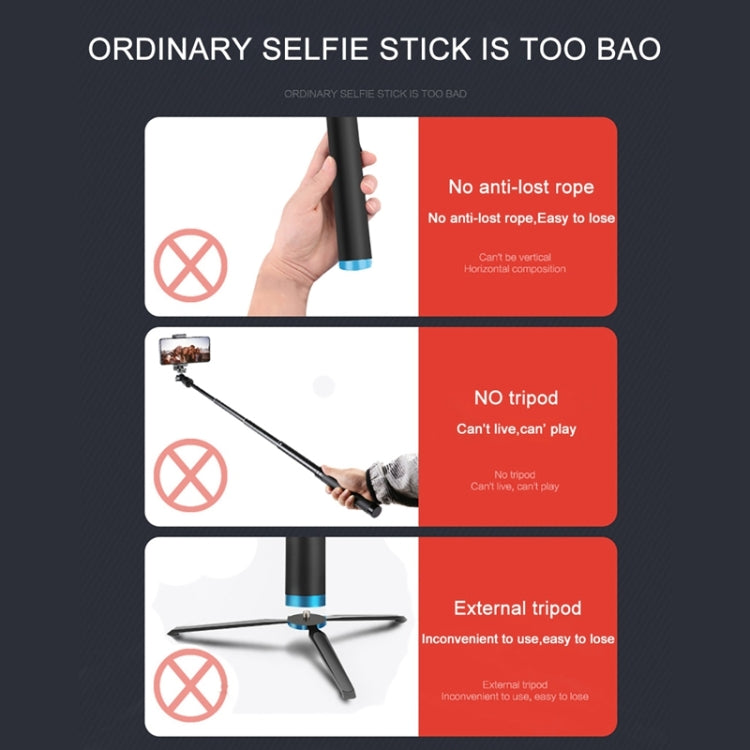 RUIGPRO One-piece Handheld Tripod Selfie Stick Telescopic Monopod Mount for DJI, Insta360, GoPro and Other Action Cameras, Black)