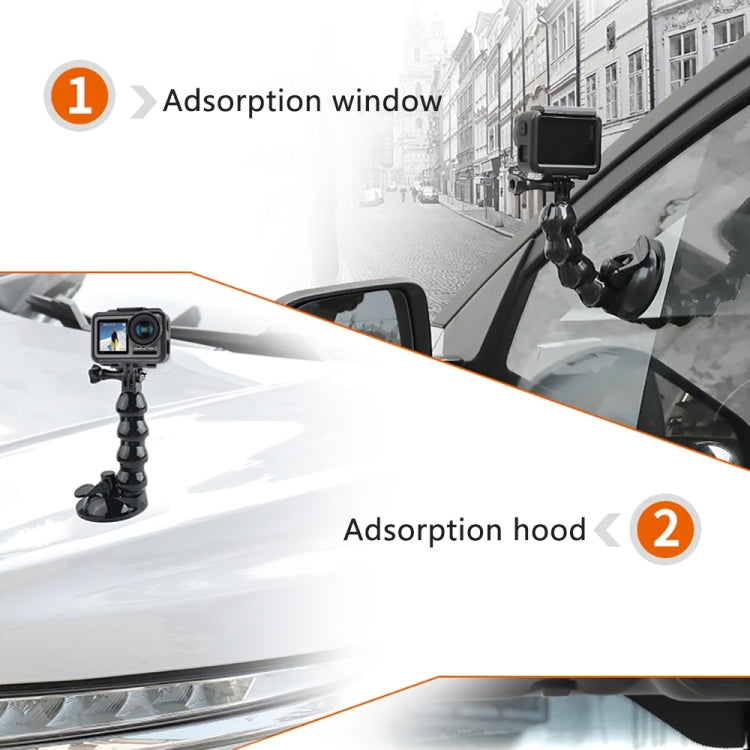 Suction Cup Jaws Flex Clamp Mount for GoPro Hero11/10/9/8/7/6/5/4/3+, DJI Osmo Action, Xiaoyi (Black)