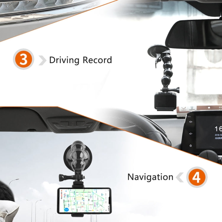 Suction Cup Jaws Flex Clamp Mount for GoPro Hero11/10/9/8/7/6/5/4/3+, DJI Osmo Action, Xiaoyi (Black)