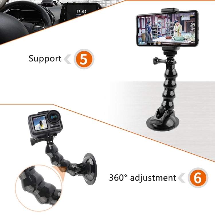 Suction Cup Jaws Flex Clamp Mount for GoPro Hero11/10/9/8/7/6/5/4/3+, DJI Osmo Action, Xiaoyi (Black)