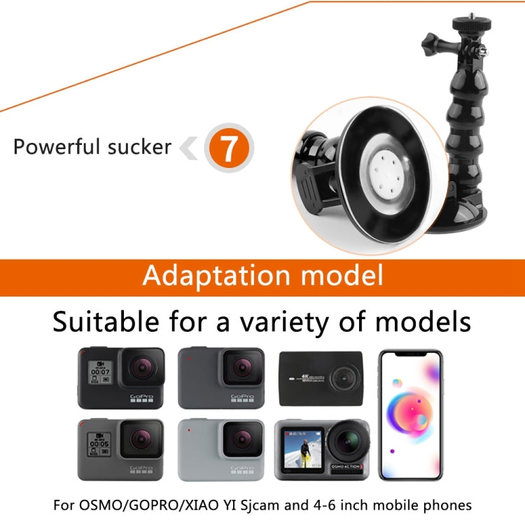 Suction Cup Jaws Flex Clamp Mount for GoPro Hero11/10/9/8/7/6/5/4/3+, DJI Osmo Action, Xiaoyi (Black)