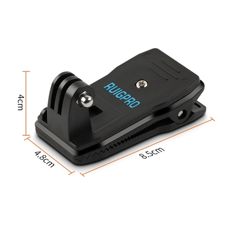 RUIGPRO 360° Rotation Backpack Mount + Phone Clamp for GoPro, DJI Osmo, Xiaoyi Cameras (Black)