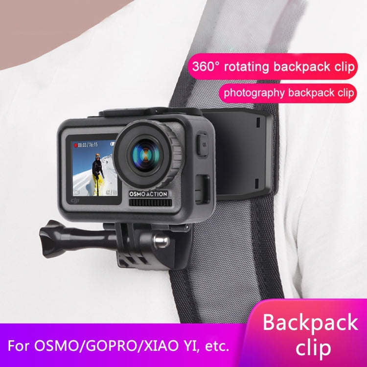RUIGPRO 360° Rotation Backpack Mount + Phone Clamp for GoPro, DJI Osmo, Xiaoyi Cameras (Black)